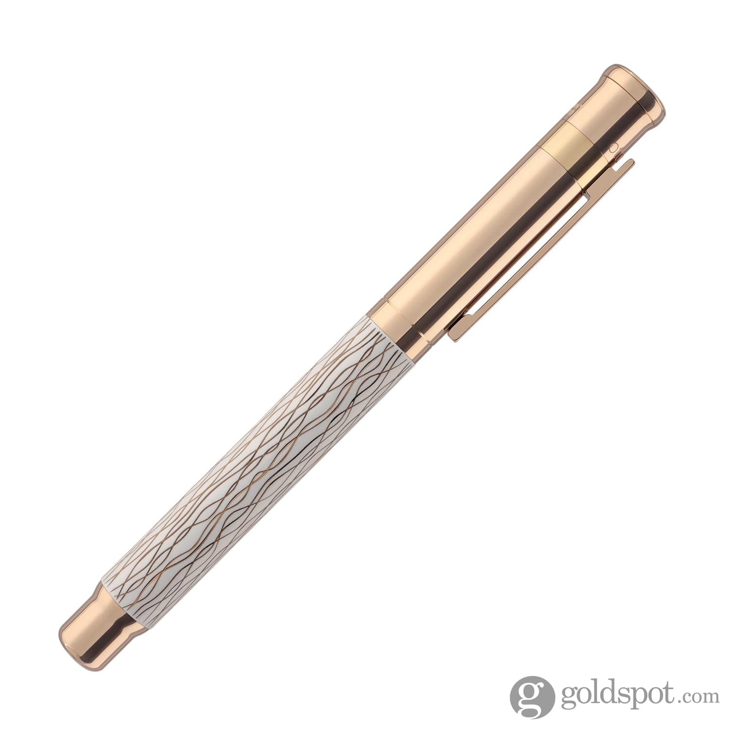 Otto Hutt Design 04 Rollerball Pen in Wave White with Rose Gold Trim Ballpoint Pen