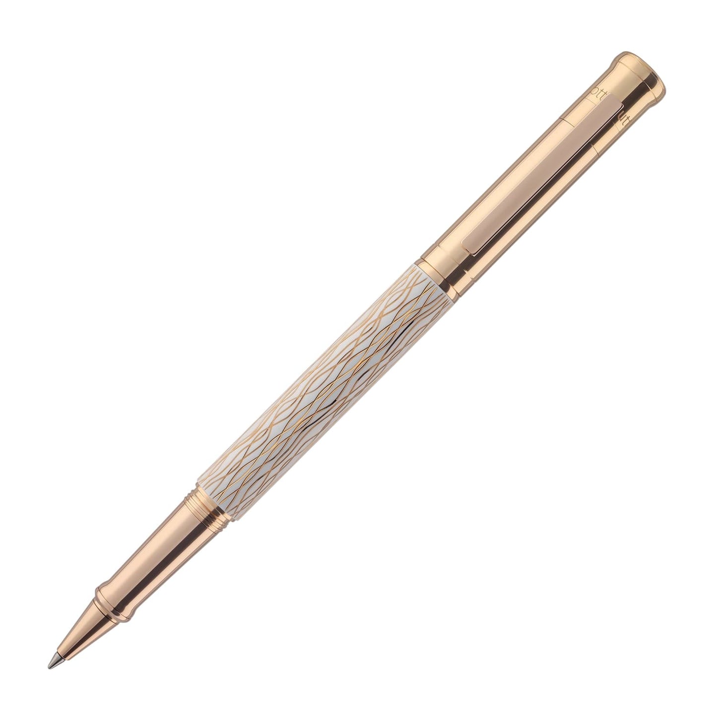 Otto Hutt Design 04 Rollerball Pen in Wave White with Rose Gold Trim Ballpoint Pen