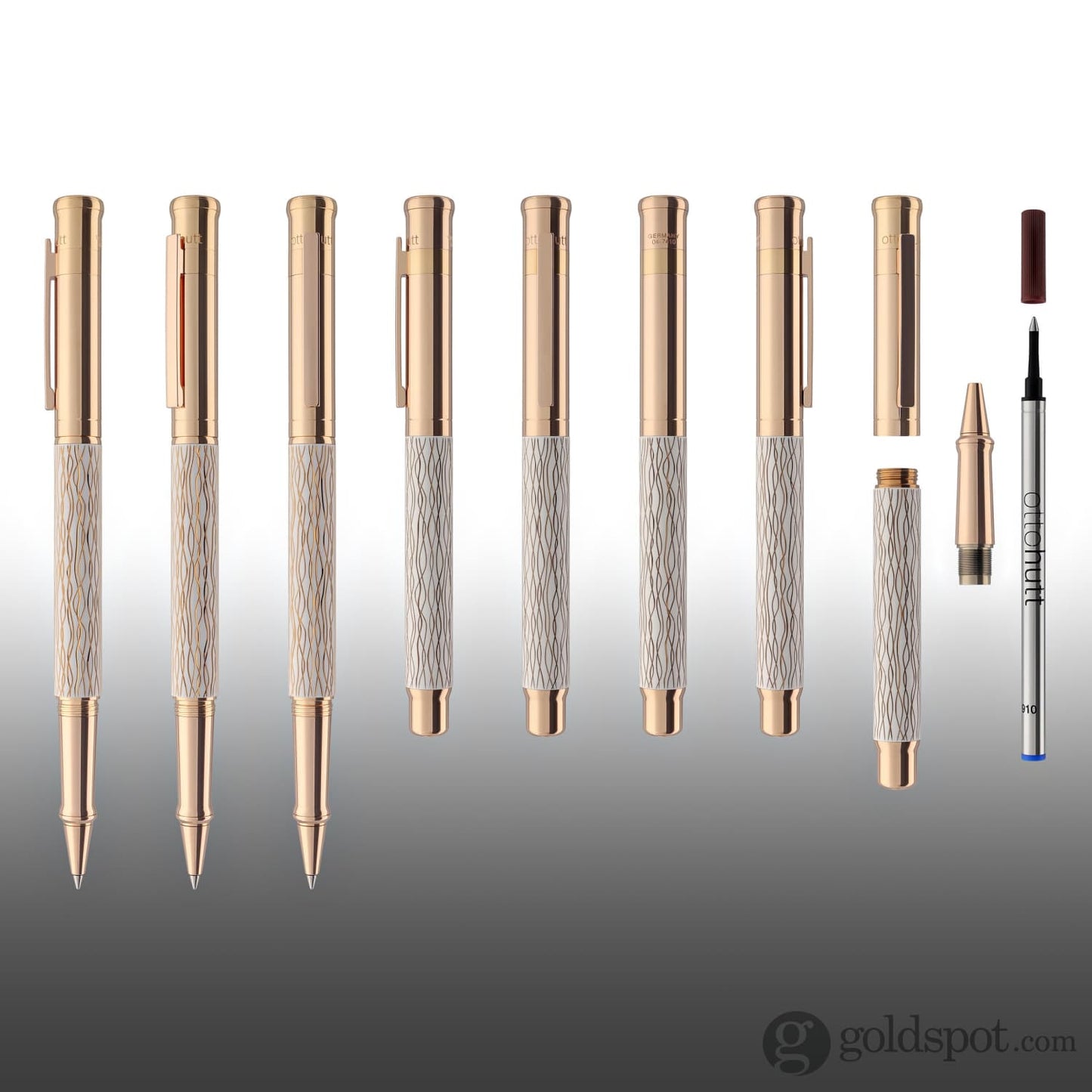 Otto Hutt Design 04 Rollerball Pen in Wave White with Rose Gold Trim Ballpoint Pen