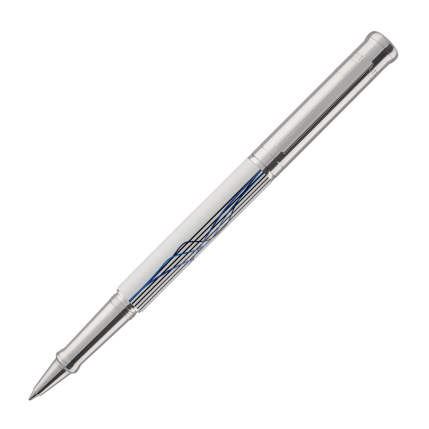 Otto Hutt Design 04 Rollerball Pen in White with Scribble Printing Ballpoint Pen