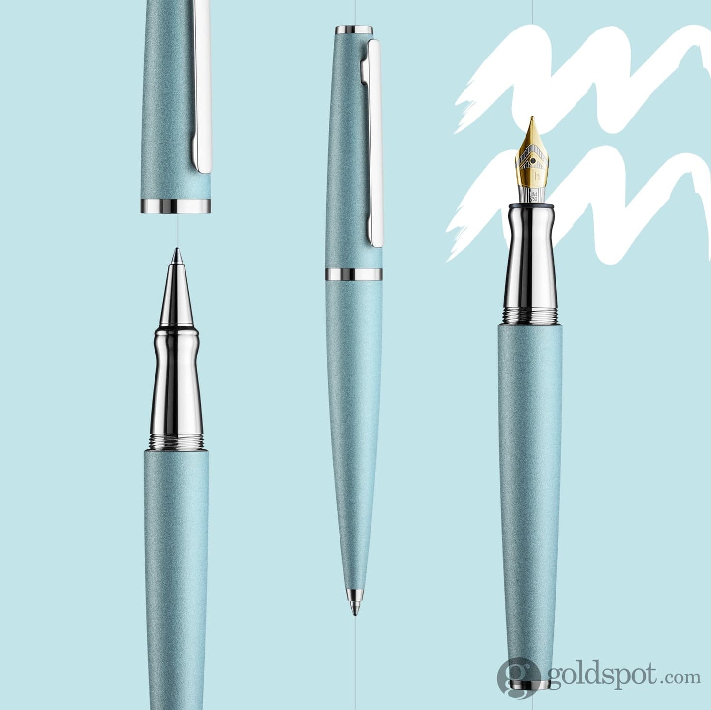 Otto Hutt Design 06 Rollerball Pen in Arctic Blue Matte with Platinum Trim Rollerball Pen