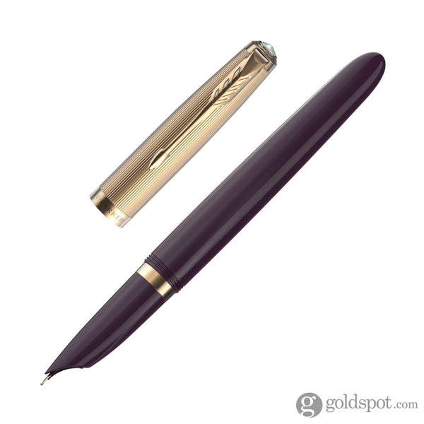 Parker 51 Fountain Pen in Plum with Gold Trim - 18K Gold Fine Fountain Pen