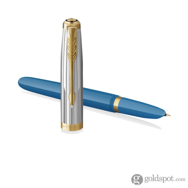 Parker 51 Premium Fountain Pen in Turquoise with Gold Trim Fountain Pen