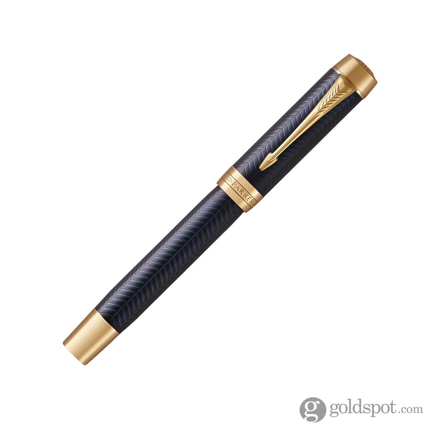 Parker Duofold Centennial Prestige Fountain Pen in Blue Chevron - 18K Gold Medium Point Fountain Pen