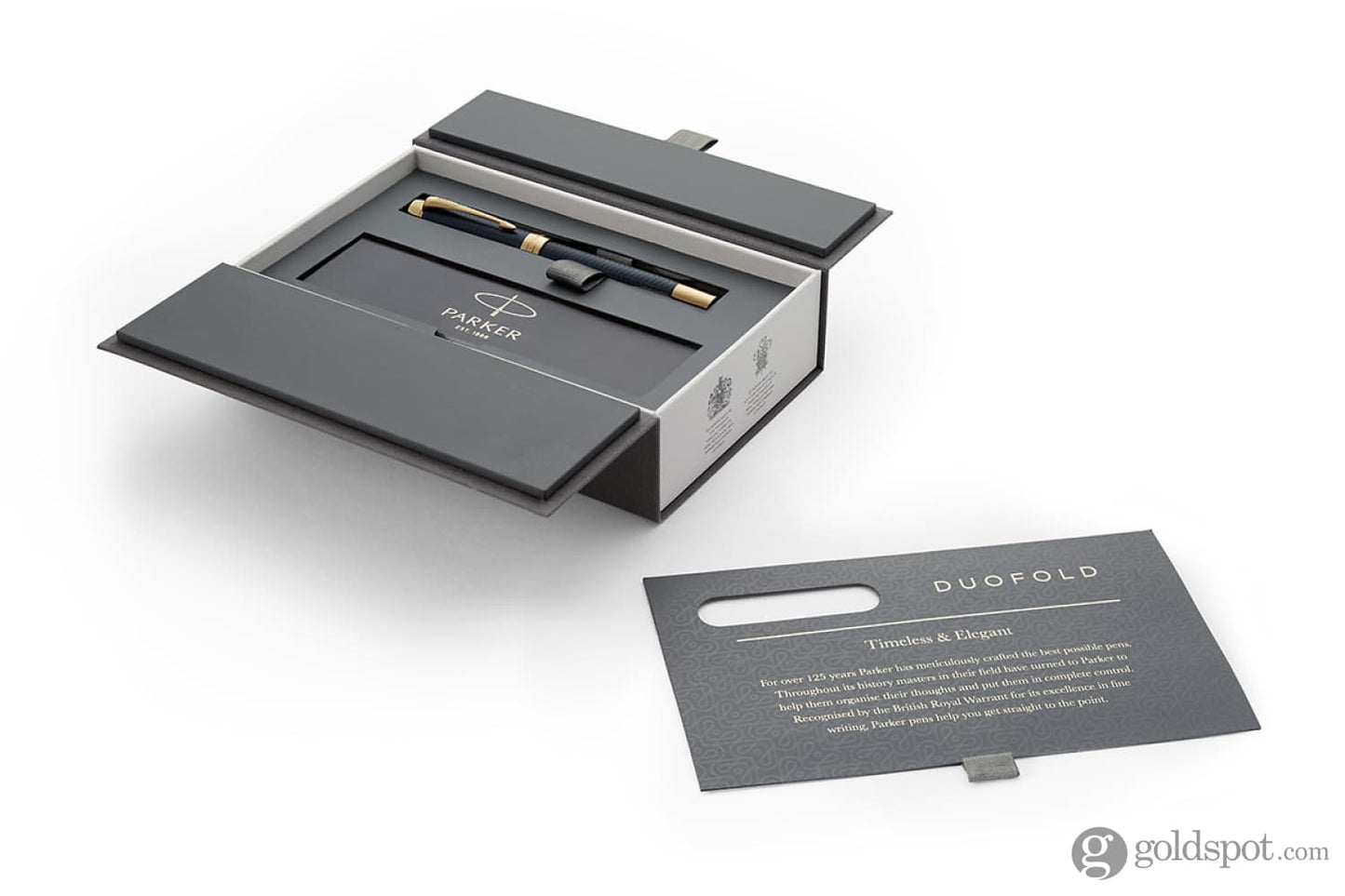 Parker Duofold Centennial Prestige Fountain Pen in Blue Chevron - 18K Gold Medium Point Fountain Pen