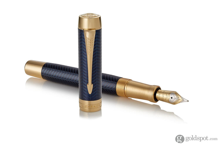 Parker Duofold Prestige Fountain Pen in Blue Chevron Centennial with Gold Trim - Fine Point Fountain Pen