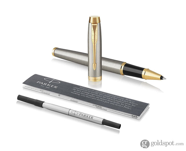 Parker IM Rollerball Pen in Brushed Metal with Gold Trim Rollerball Pen