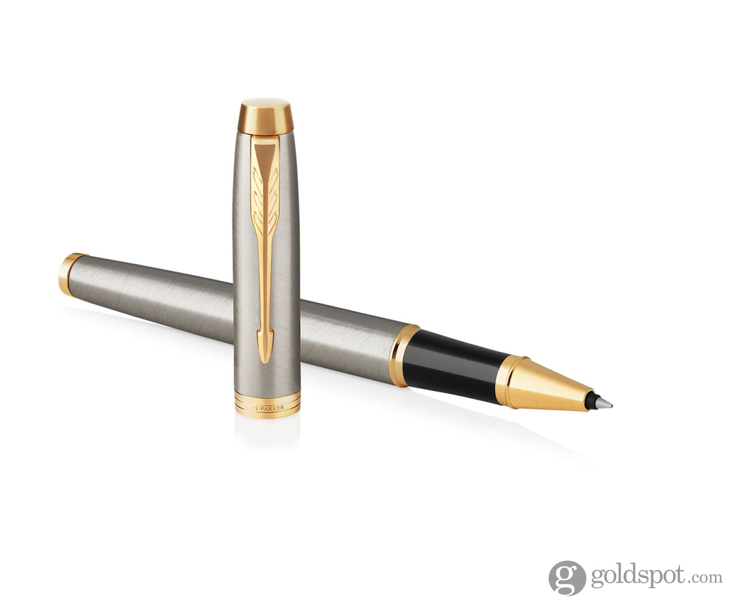 Parker IM Black Gold Trim Rollerball, Ballpoint and Leather Pen Case Set