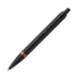 Parker IM Vibrant Rings Ballpoint Pen in Satin Black Lacquer with Flame Orange Accents