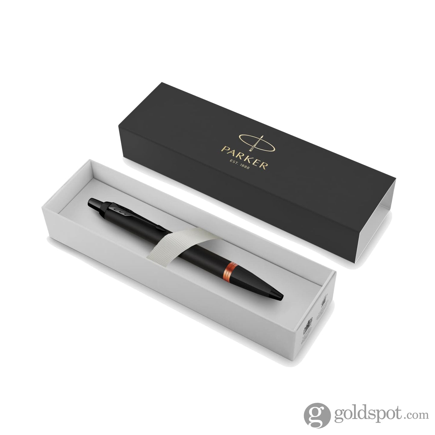 Parker IM Vibrant Rings Ballpoint Pen in Satin Black Lacquer with Flame Orange Accents Ballpoint Pen