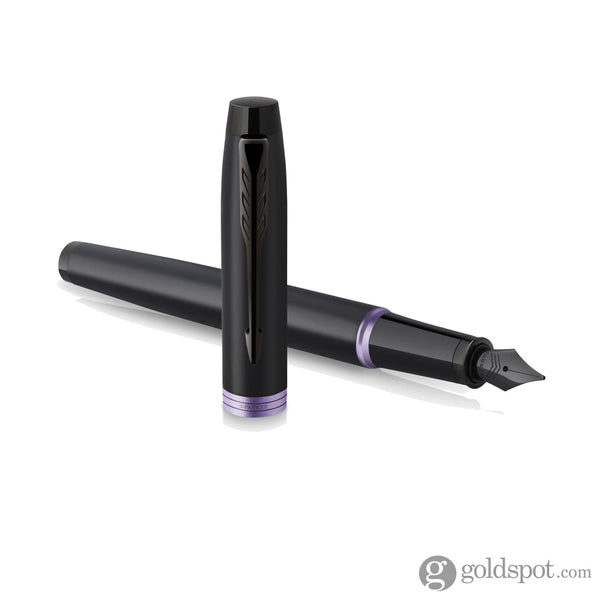 Parker IM Vibrant Rings Fountain Pen in Satin Black Lacquer with Amethyst Purple Accent Fountain Pen