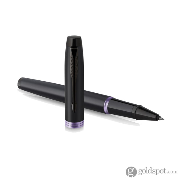 Parker IM Vibrant Rings Rollerball Pen in Satin Black Lacquer with Amethyst Purple Accents Rollerball Pen