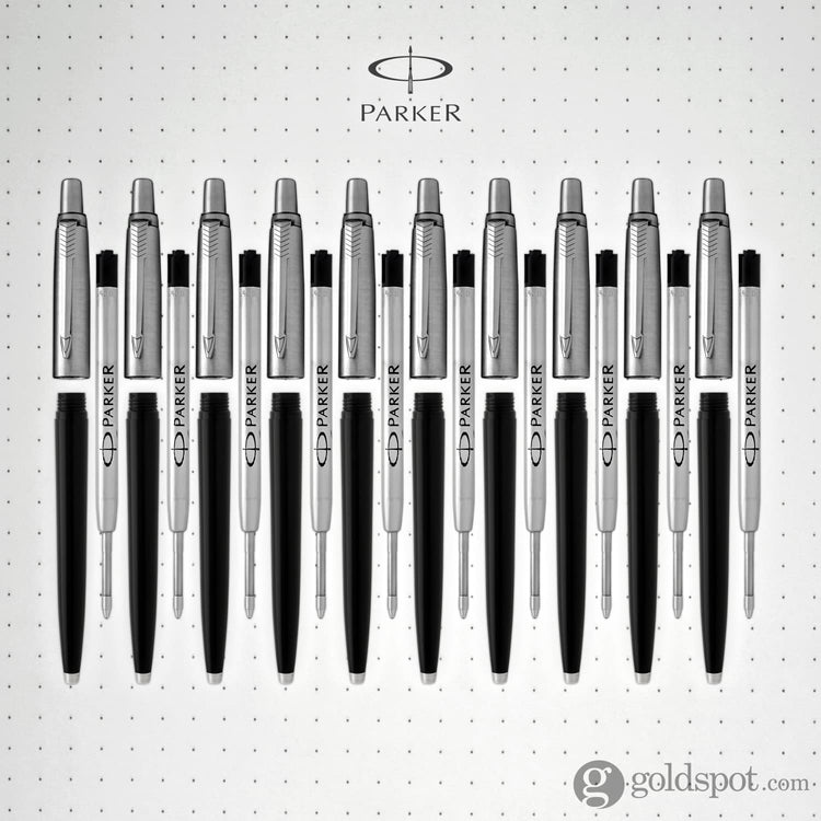 Parker Jotter Ballpoint Pen in Black Barrel - Pack of 10 Ballpoint Pen