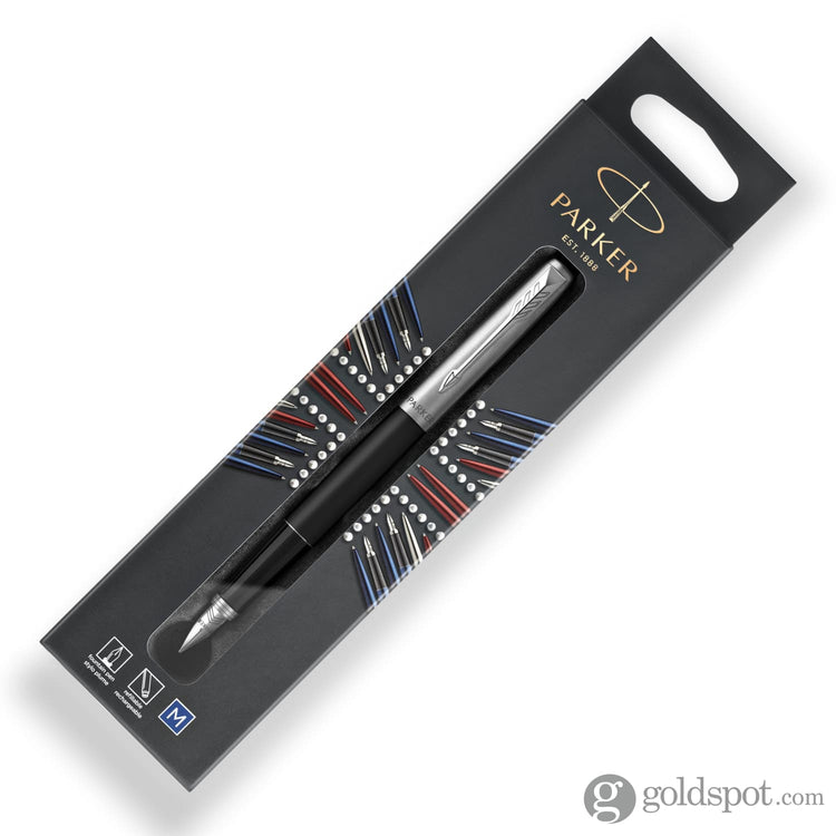 Parker Jotter Fountain Pen in Bond Street Black with Chrome Trim - Medium Point Fountain Pen