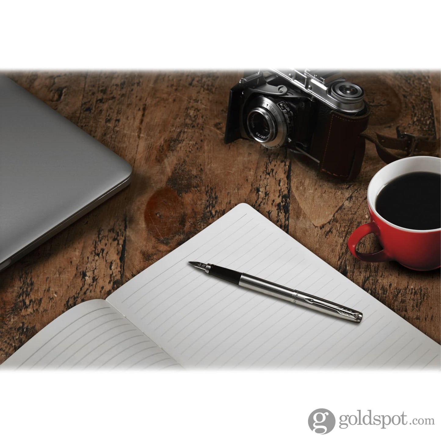 Parker Jotter Fountain Pen in Bond Street Black with Chrome Trim - Medium Point Fountain Pen