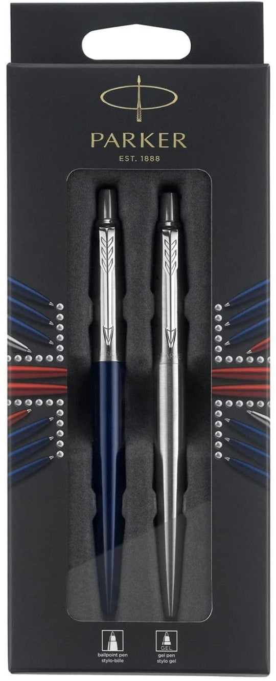 Parker Jotter London Duo Discovery Pack: Royal Blue Ballpoint Pen & Stainless Steel Gel Pen