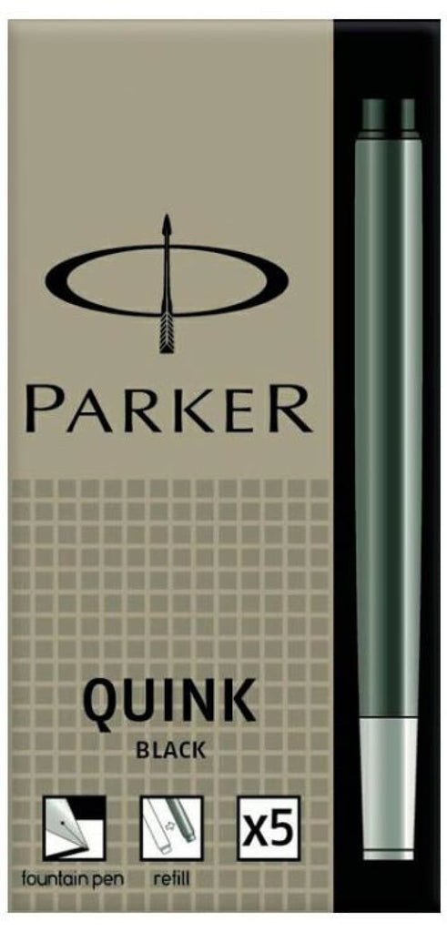 Parker Quink Ink Cartridges in Permanent Black - 5 Pack - 30110 Fountain Pen Cartridges