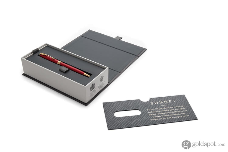 Parker Sonnet Retractable Ballpoint Pen in Lacquered Red with Gold Trim Ballpoint Pen