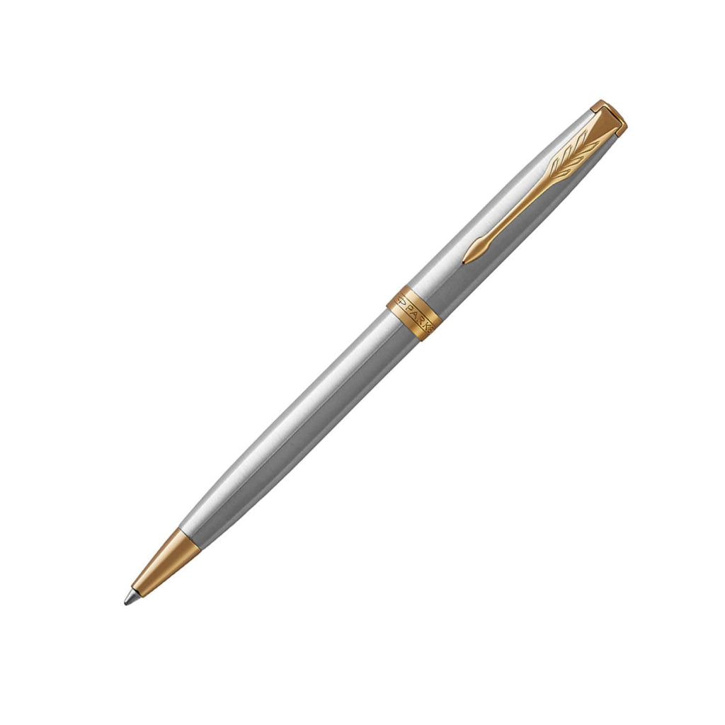 Parker Sonnet Retractable Ballpoint Pen in Stainless Steel with Gold T -  Goldspot Pens