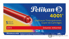 Pelikan 4001 Ink Cartridges in Red - Pack of 5 Fountain Pen Cartridges