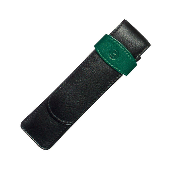 Pelikan Double Pen Case Fine Leather in Black and Green Misc