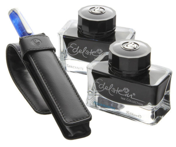 Pelikan Edelstein Inks with Leather Pen Case Set Gift Set