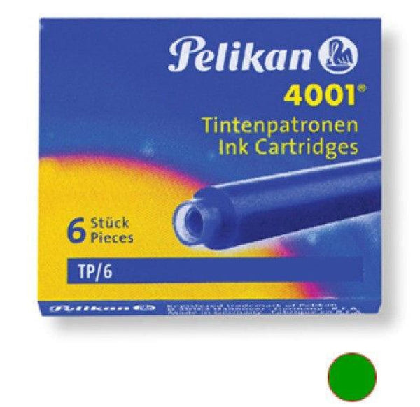 Pelikan Mini Ink Cartridge in Brilliant Green - Pack of 6 Fountain Pen Cartridges