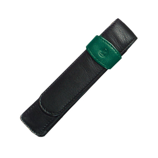 Pelikan Single Pen Case Fine Leather in Black/ Green