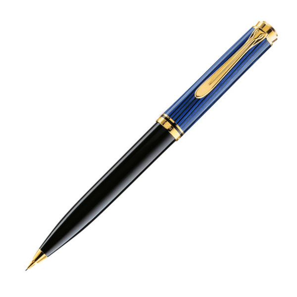 Pelikan Souveran D600 Mechanical Pencil in Black & Blue with Gold Trim - 0.7mm Mechanical Pencil