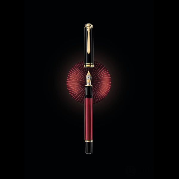 Pelikan Souveran K800 Ballpoint Pen in Black & Red with Gold Trim Ballpoint Pen