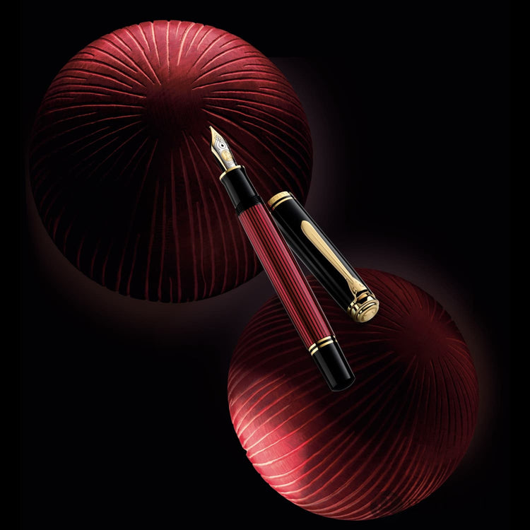 Pelikan Souveran K800 Ballpoint Pen in Black & Red with Gold Trim Ballpoint Pen