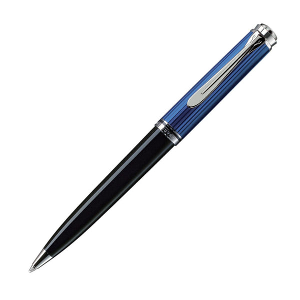 Pelikan Souveran K805 Ballpoint Pen in Black & Blue with Silver Trim Ballpoint Pen
