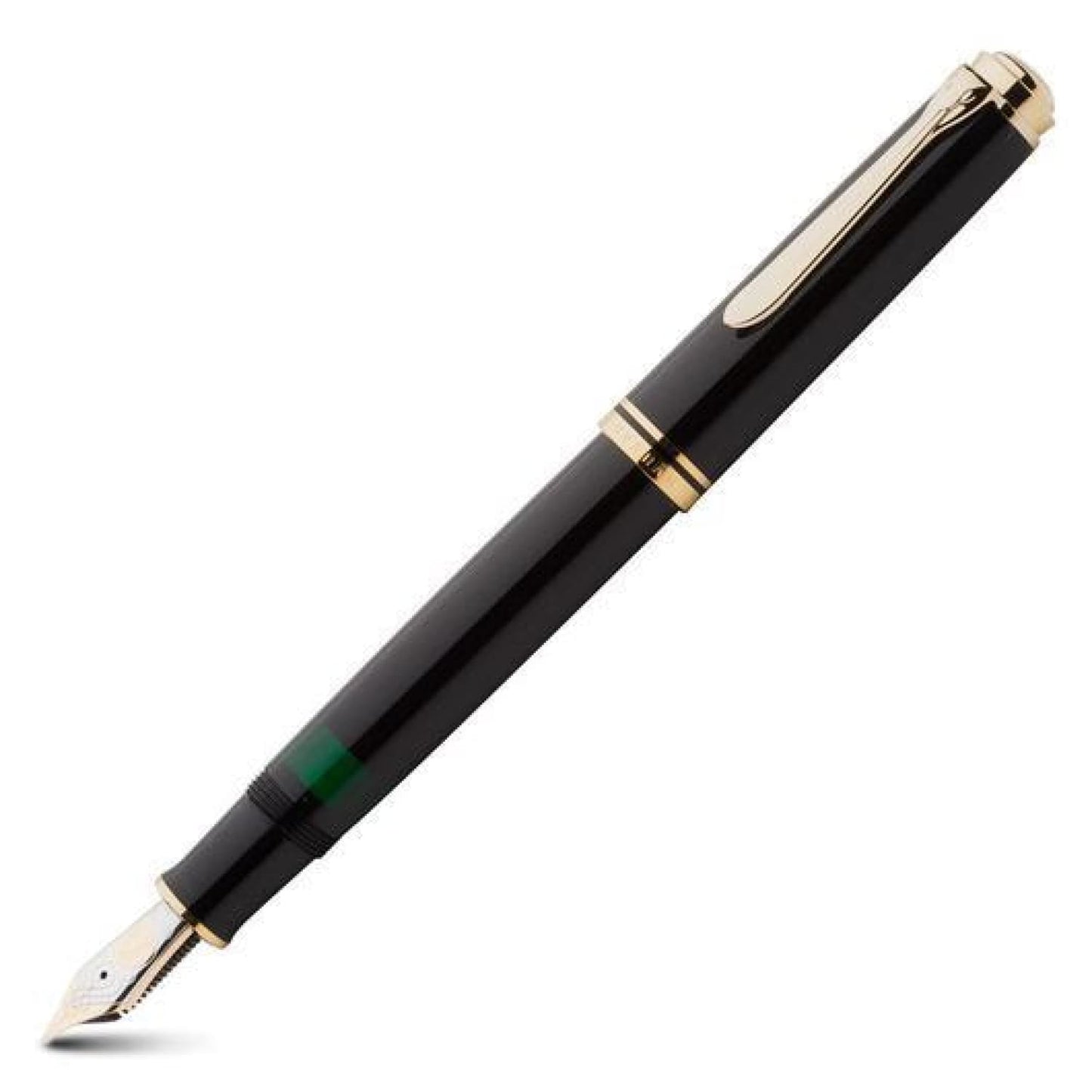 Pelikan Souveran M400 Fountain Pen in Black with Gold Trim - 14K Gold Fine Point Fountain Pen