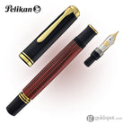 Pelikan Souveran M800 Fountain Pen in Black & Red with Gold Trim - 18K Gold Fountain Pen