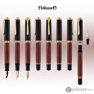 Pelikan Souveran M800 Fountain Pen in Black & Red with Gold Trim - 18K Gold Fountain Pen