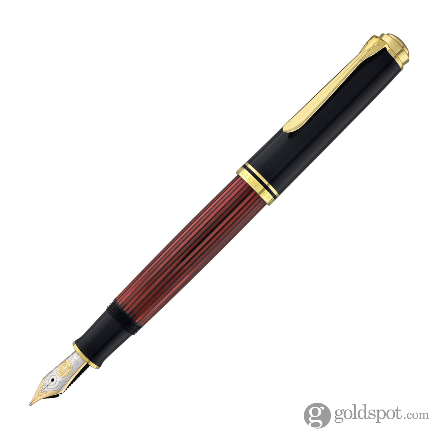 Pelikan Souveran M800 Fountain Pen in Black & Red with Gold Trim - 18K Gold Fountain Pen