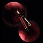 Pelikan Souveran M800 Fountain Pen in Black & Red with Gold Trim - 18K Gold Fountain Pen