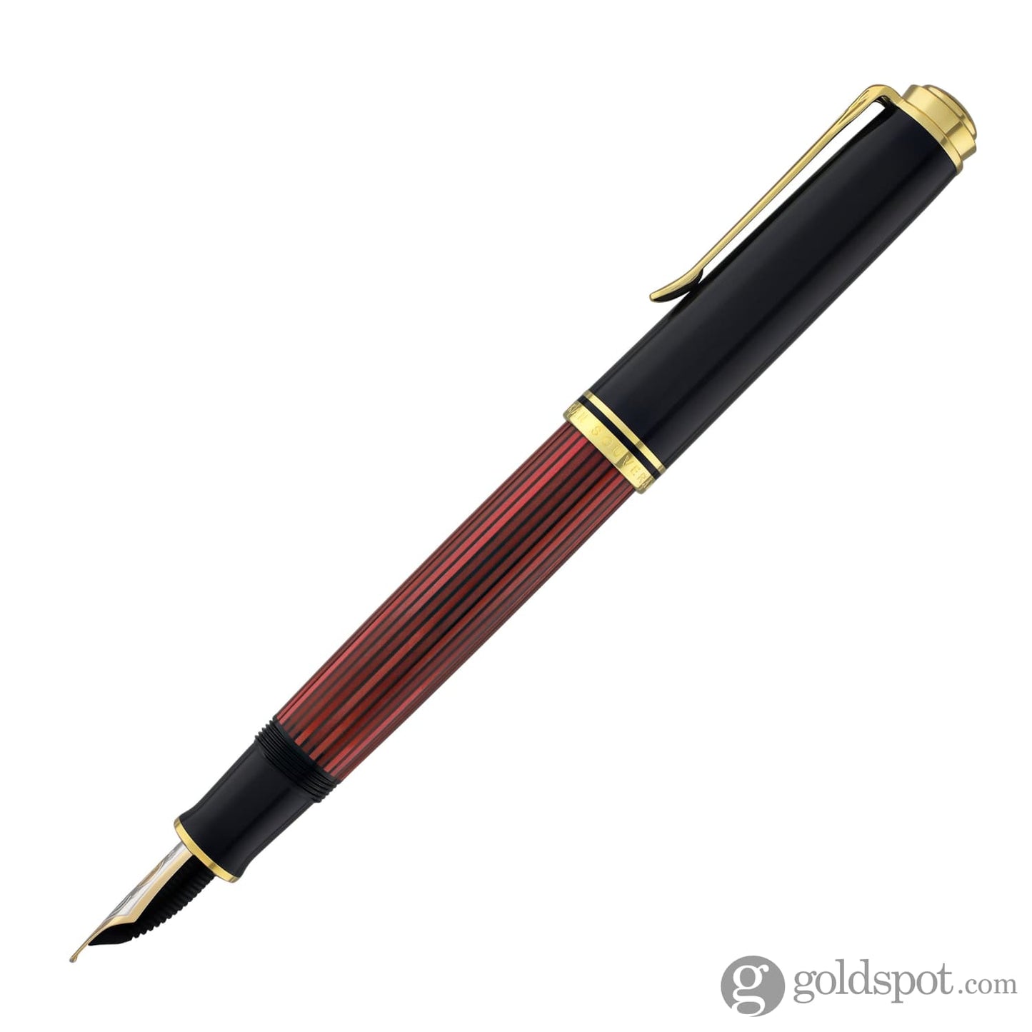Pelikan Souveran M800 Fountain Pen in Black & Red with Gold Trim - 18K Gold Fountain Pen