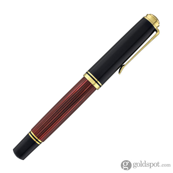 Pelikan Souveran M800 Fountain Pen in Black & Red with Gold Trim - 18K Gold Fountain Pen