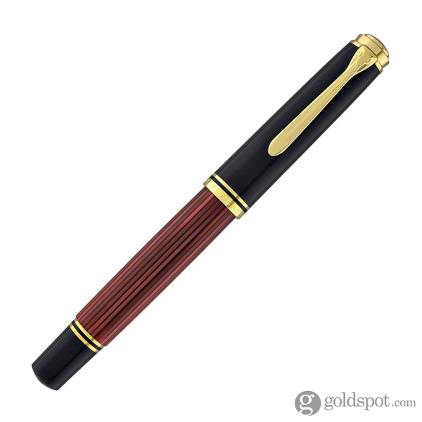Pelikan Souveran M800 Fountain Pen in Black & Red with Gold Trim - 18K Gold Fountain Pen