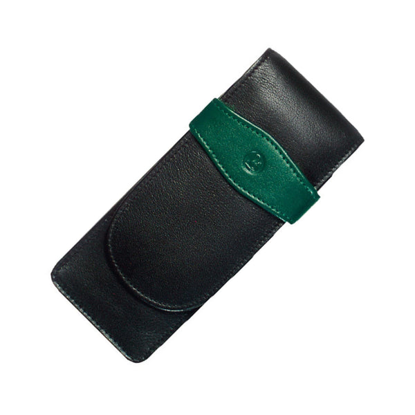 Pelikan Triple Pen Case Fine Leather in Black/Green Pen Case