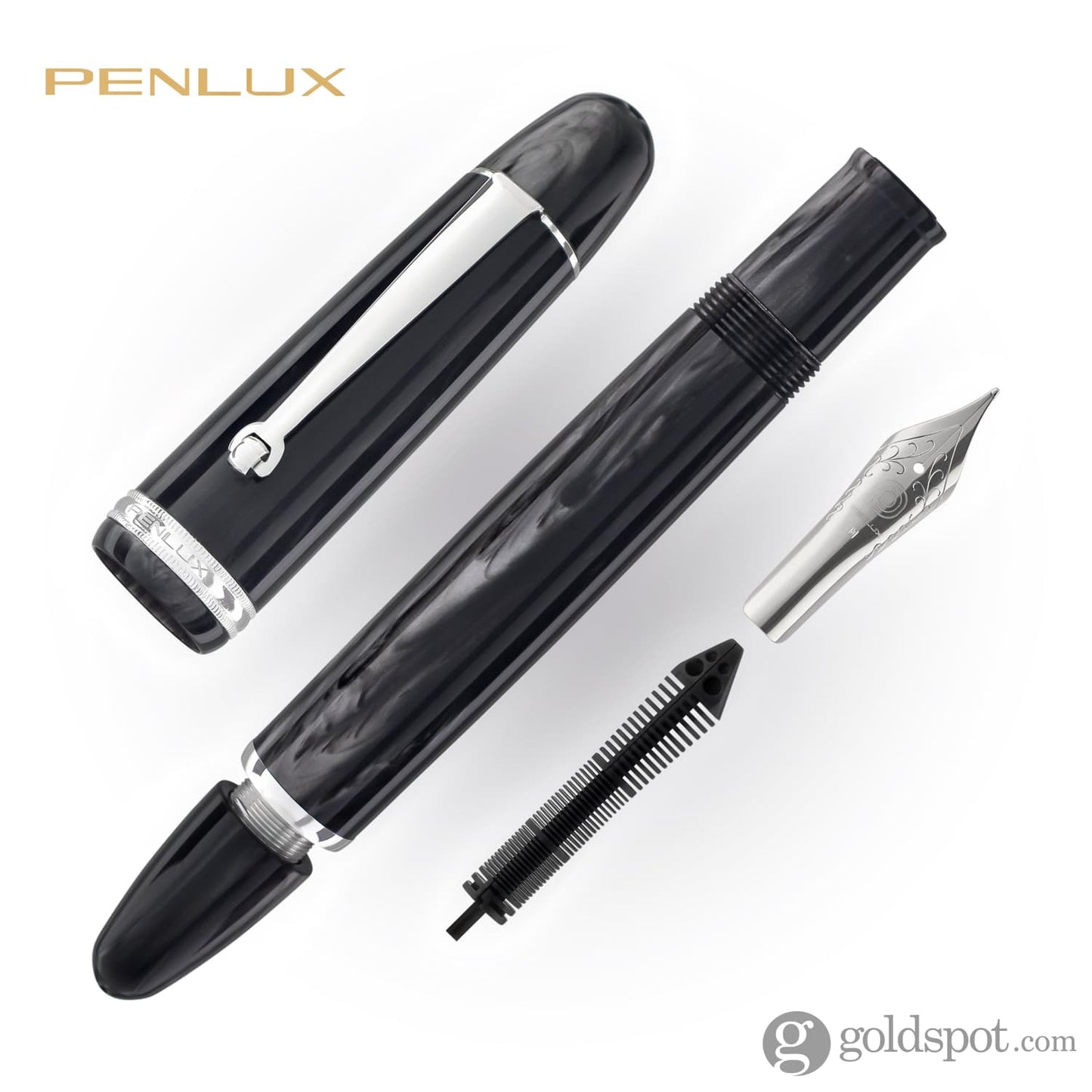 Penlux Masterpiece Grande Fountain Pen in Black Wave Fountain Pen