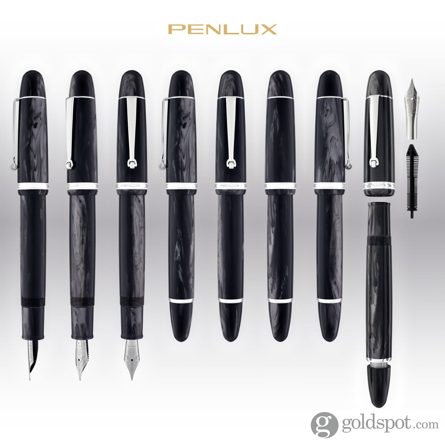 Penlux Masterpiece Grande Fountain Pen in Black Wave Fountain Pen