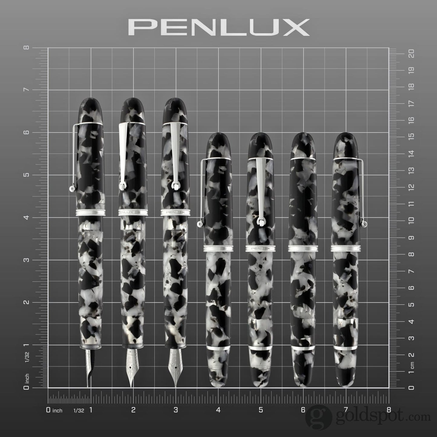 Penlux Masterpiece Grande Fountain Pen in Koi - Black & White Fountain Pen