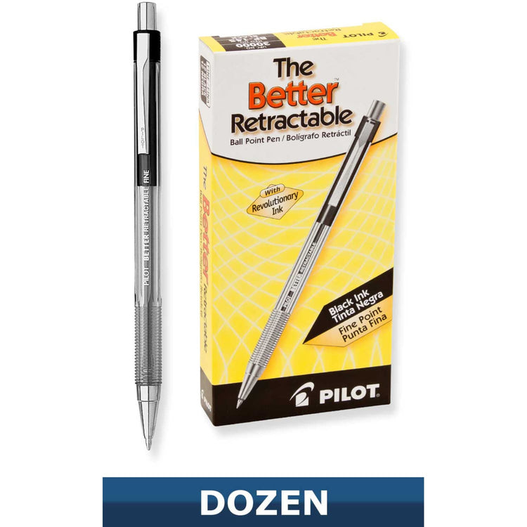 Pilot Better Retractable Ballpoint Pen in Black - 12 Pack Ballpoint Pen