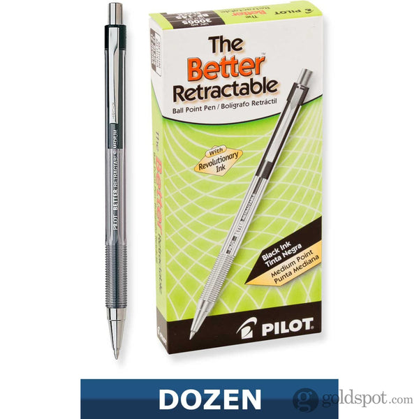 Pilot Better Retractable Ballpoint Pen in Black - 12 Pack Medium Ballpoint Pen