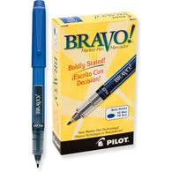 Pilot Bravo Liquid Ink Marker Pen in Blue - Bold Point - Pack of 12