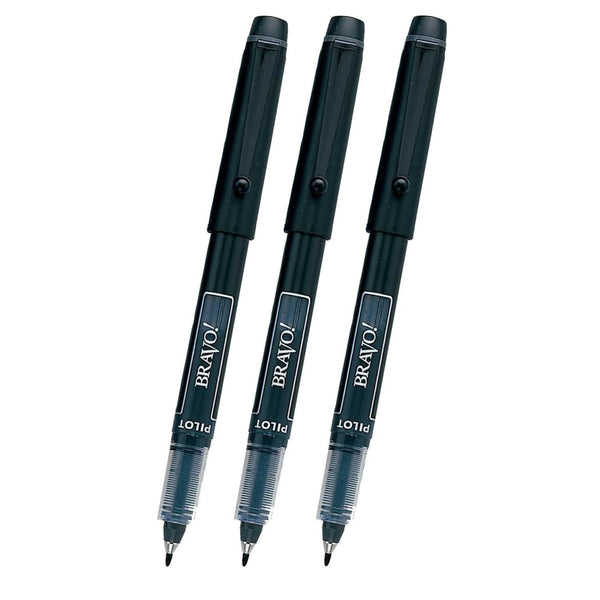 Pilot Bravo Liquid Ink Markers in Black - Bold Point - Pack of 3 Marker