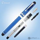 Pilot Custom 74 Fountain Pen in Blue with Silver Trim - 14K Gold Fountain Pen
