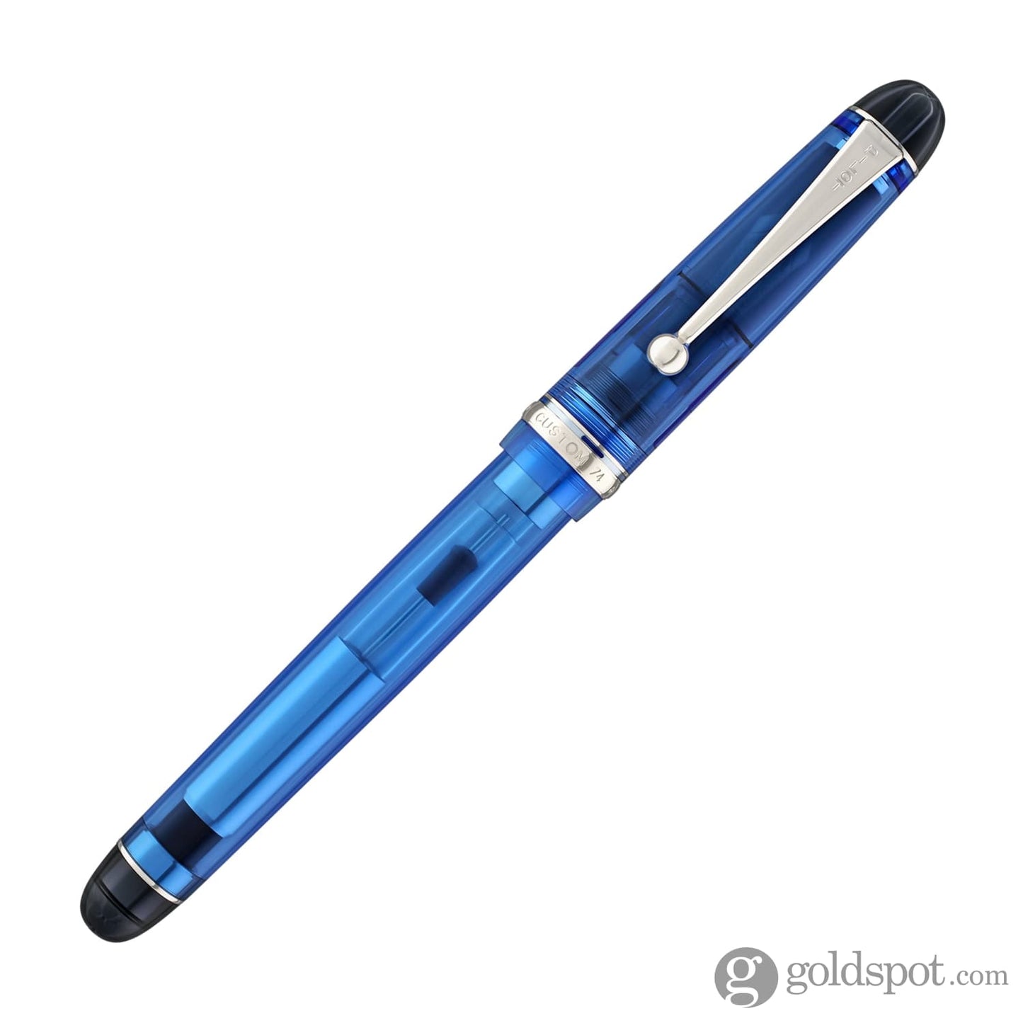 Pilot Custom 74 Fountain Pen in Blue with Silver Trim - 14K Gold Fountain Pen